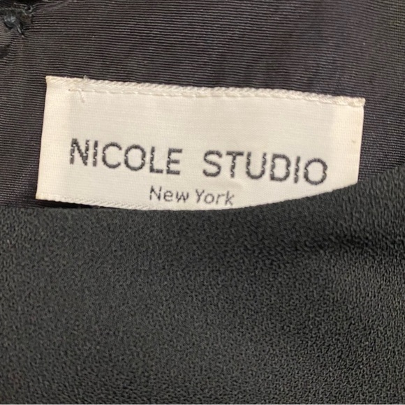 Nicole Studio New York Black and Gold Trim Blouson Sleeve Mini Dress - Picture 7 of 7